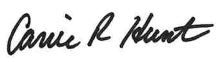 Carrie Hunt signature